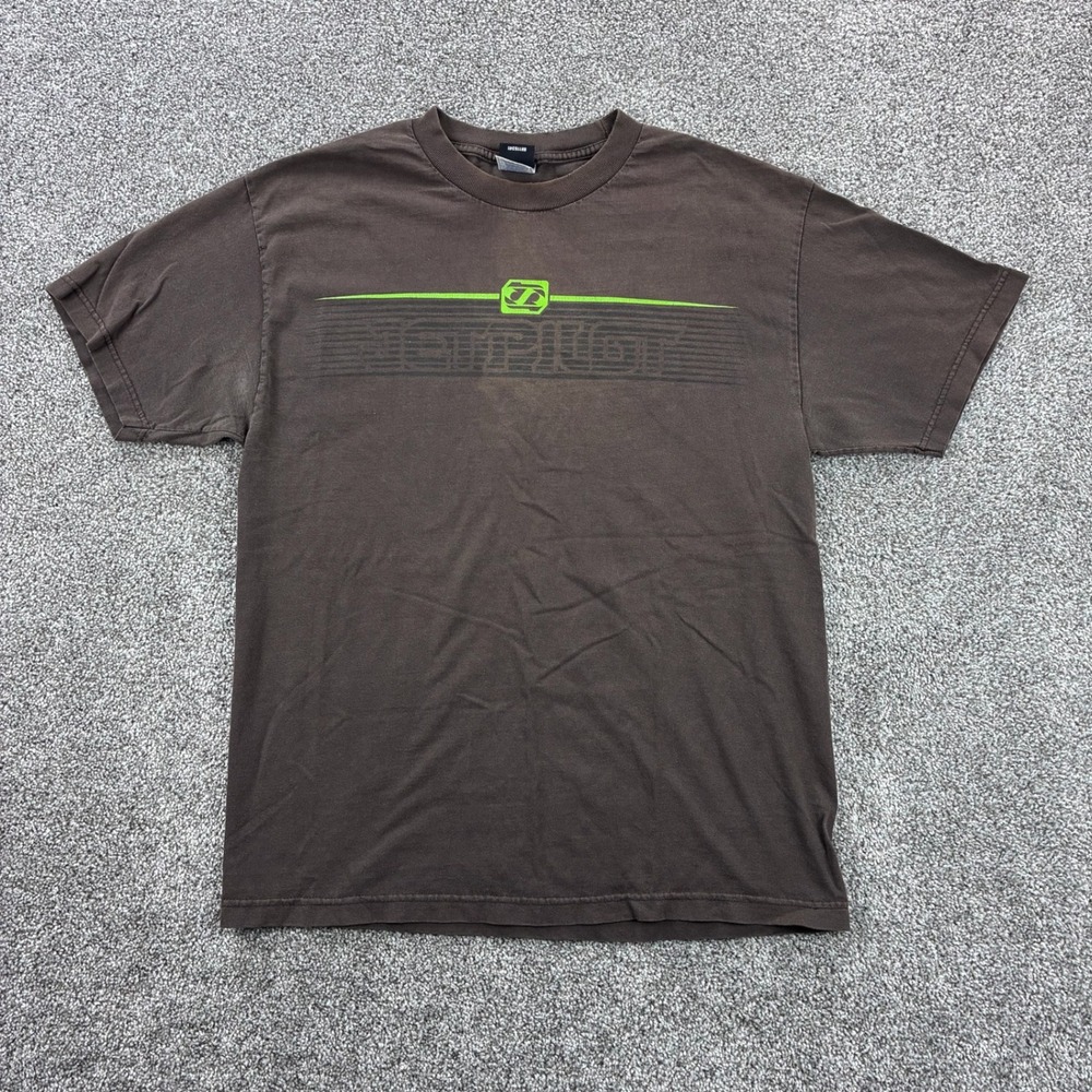 Vintage Y2K Jet Pilot Shirt Mens Large Brown Green Cyber Grunge Skater‎ Core
